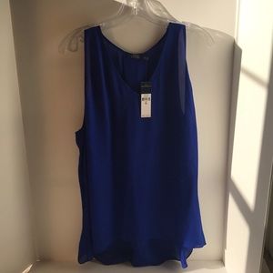 XL Cobalt silk chiffon tank top